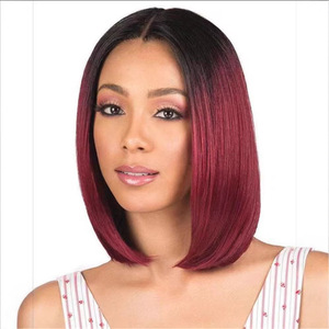 Perruque Bob <span class=keywords><strong>de</strong></span> style européen et américain, raie au milieu, fabriquée à la machine, en fibre haute température, <span class=keywords><strong>cheveux</strong></span> <span class=keywords><strong>courts</strong></span> et raides <span class=keywords><strong>pour</strong></span> <span class=keywords><strong>femme</strong></span>, modèle Zhejiang 56445 - Product Image 4