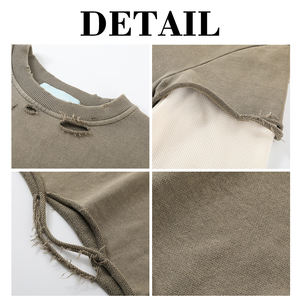 Camiseta KingSen de Alta Calidad, 100% Algodón, Estilo Desgastado, Doble Capa, Manga Larga, Cuello Redondo, Diseño Original, Ecológica, Corte Crudo, Antiarrugas - Product Image 6