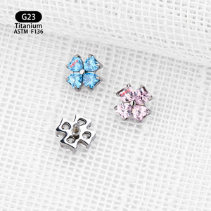 Boucles d'oreilles Yunnique F136 en zircon et alliage de titane 4,9 mm pour piercing d'oreille, de nez, de lèvre ou de langue – Idée cadeau - Product Image 4