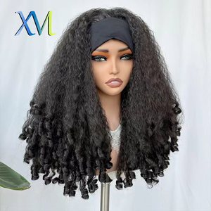 Perruques à bandeau bouclées Afor, perruque synthétique couleur brun foncé pour femmes noires, perruque Soku fabriquée à la machine, densité 150%, <span class=keywords><strong>coiffure</strong></span> Deep Wave - Product Image 1