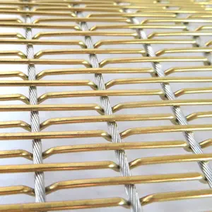 Gold Bronze Color Decorative Metal Curtain Coil Drapery Mesh Panel Wall
