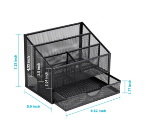 Organizador de Escritorio de Malla con Cajón, Organizadores y Accesorios de Oficina, Soporte para Papelería de Escritorio - Product Image 3