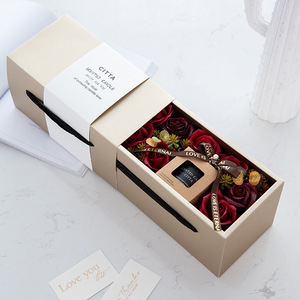Caja de regalo portátil para el Día de San Valentín, jabón creativo de flores para Navidad, regalo de boda, regalo de cumpleaños, caja de embalaje dorada - Product Image 5
