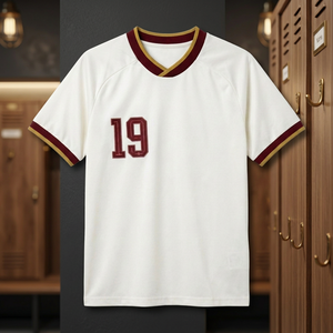 Camiseta de Fútbol Unisex del Equipo de España Two Stars, Cuello en V Blanco, Número 19 Color Granate, Impresión Digital, Manga Corta, Corte Regular, 100% Poliéster - Product Image 6