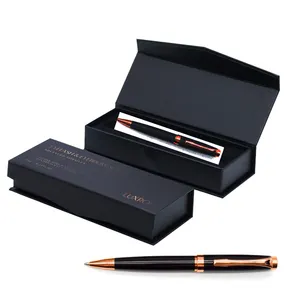 Metal heavy pens ball pen with customized black gold silver box luxury pen set