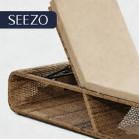 Chaise longue de piscine portable en métal et rotin moderne de haute qualité, résistante aux UV, avec boîte de rangement, pour villa