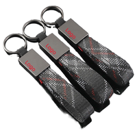 Porte-clés personnalisé en alliage de zinc avec logo sérigraphié, sangle en tissu maillé noir et blanc, anneau fendu, cadeau promotionnel OEM