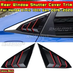 แผงกระจกหลังสีดำด้านสไตล์สีแดงสำหรับ Honda Civic รุ่นที่ 10 ปี 2016-2020 อุปกรณ์ตกแต่งรถยนต์ - Product Image 2