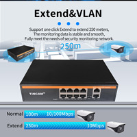 TiNCAM 8 puertos 10/100M Poe Switch 8 + 2 CH AF/AT Soporte 48V Vlan Smart Network Switch NVR para cámara IP CCTV