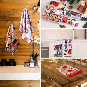 Serviettes de cuisine de Noël, décoration de Noël, hiver, motif écossais noir, cadeaux de Noël pour l'inauguration de la maison, cadeaux pour hôtesse - Product Image 4