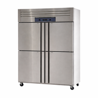 Équipement de cuisine commerciale, congélateur vertical à 4 portes en acier inoxydable avec tuyaux en cuivre, congélateur rapide, congélateur vertical, congélateur coffre