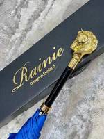 Parapluie de luxe fantaisie personnalisé haut de gamme à long manche coupe-vent avec tête en métal en forme d'animal