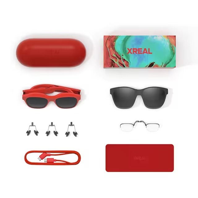 XREAL Air 2 Red Smart AR Glasses Micro-OLED Screen 120Hz High Brush for Games 1080p View 130 Inches Private Cinema Portable