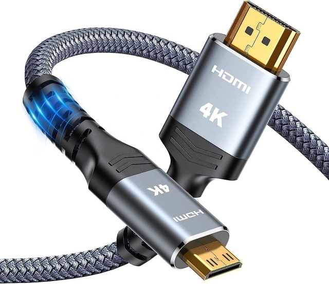 SYONG High-Speed Braided Mini HDMI to HDMI Cable 6.6FT with PVC Jacket Supports 3D 4K60Hz  for Projector Monitor