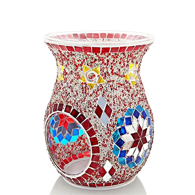 Nuovo stile etnico girasole mosaico vetro aromaterapia forno ornamenti Spa Club candeliere bruciatore di incenso lampada di olio essenziale