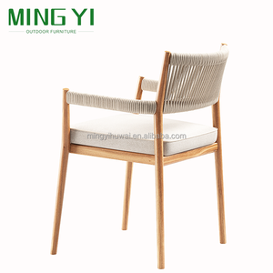 Toptan açık bahçe dışında tik ahşap mobilya Bistro sandalyeler halat dokuma istiflenebilir veranda yemek sandalyeleri restoran için - Product Image 3