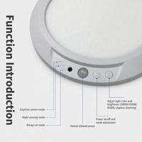 Plafonnier LED rechargeable à détecteur de mouvement, haute luminosité, intensité variable, 3 températures de couleur, télécommande, montage en surface, minimaliste, pour usage domestique
