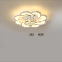 Lustre moderne en cristal blanc, forme de fleur, anneau artistique, avec télécommande, éclairage LED