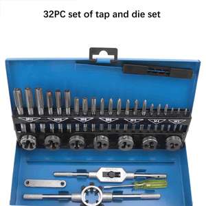 Bộ dụng cụ làm ren tay <span class=keywords><strong>metric</strong></span> 32 món M2, bộ dụng cụ tạo ren vít M3-M12 bằng thép HSS, kèm cờ lê - Product Image 6