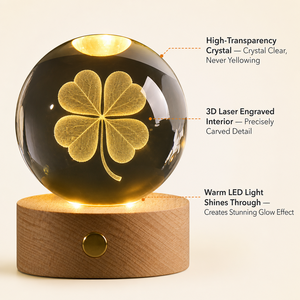 Lampada Notturna Personalizzata con Sfera di Cristallo 3D Incisa al Laser, Base in Legno Luminosa, Regalo di Compleanno, Decorazione, Vendita all'Ingrosso - Product Image 3