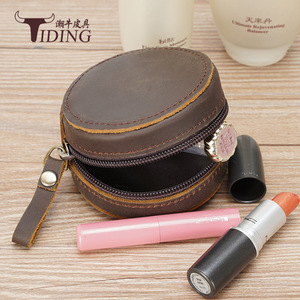 Tiding Coin <b>Purse</b> Mini Dark Brown Oily Leather Compact Women's Wallet for Home Storage - Product Image 5