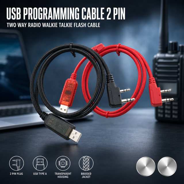 ANNXIN USB Programming Cable for Two Way Radio Walkie Talkie 2 Pin 3.5mm 2.5mm Right Angle Plug Adapter Wholesale
