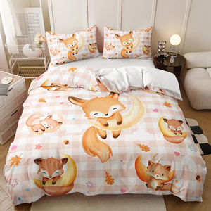 Ensemble de literie en microfibre de polyester à motif de dinosaure de <span class=keywords><strong>renard</strong></span> mignon impression 3D ensemble de housse de <span class=keywords><strong>couette</strong></span> fantaisie - Product Image 1