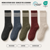 Chaussettes de randonnée en laine mérinos sur mesure, sans couture, mi-mollet, rembourrées et amorties, pour l'alpinisme et le trekking