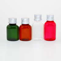 Flacon compact en PET de 25 ml avec bouchon en aluminium et bouchon intérieur en option pour sérum, shampoing et huile essentielle