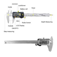 Electronic Digital Vernier Caliper 150mm Stainless Steel Rule Gauge Micrometer 6 Inch LCD Measuring Ruler Tool With Plastic Box