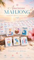 Jeu de Mahjong américain en acrylique massif, 166 tuiles, sur le thème du paradis de la plage et du surf, avec planche de surf et tortue, OEM sur mesure