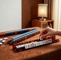 Support de Mahjong Pliable de Luxe en Acrylique avec Barre de Poussée, Style Américain et Bordure en Dentelle, Couleurs Personnalisables Disponibles