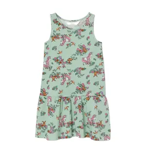 Organic Cotton Spring Dress Children Print Girls' tank Skirt summer little girl Dress sleeveless girl dresses