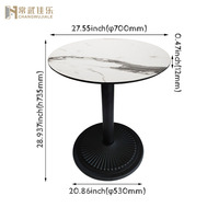 Table de bistrot de patio commerciale avec plateau en stratifié et base en fonte robuste thermolaquée, ronde de 700 mm, qualité extérieure