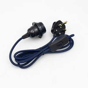 Câble en <span class=keywords><strong>tissu</strong></span> avec prise UK 220V, douille E27, cordon d'alimentation flexible pour luminaires domestiques - Product Image 3
