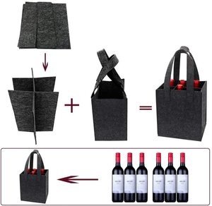 Bolsa de soporte de vino de fieltro reutilizable de moda Bolsas de regalo con estilo para almacenamiento y transporte de vino - Product Image 4