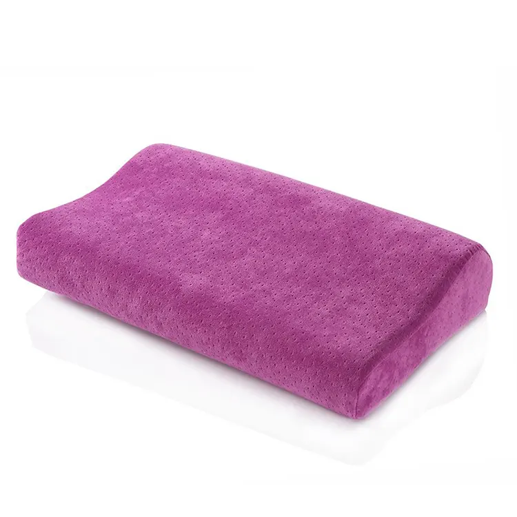 Изготовленный на заказ логотип ярлыка бархат пены памяти средства ухода за кожей Шеи фиолетовый подушка Ортопедическая подушка для путешествий memory foam