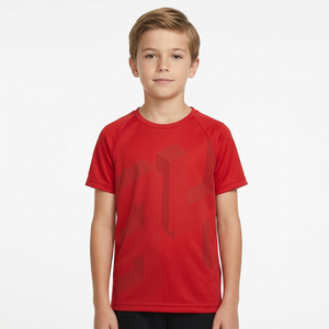 Kids <b>Boys</b> Polyester <b>T</b> <b>Shirt</b> Quick Dry Sublimation Print Raglan Sleeve <b>Red</b> Sports Jersey Apparel Manufacturer - Product Image 1