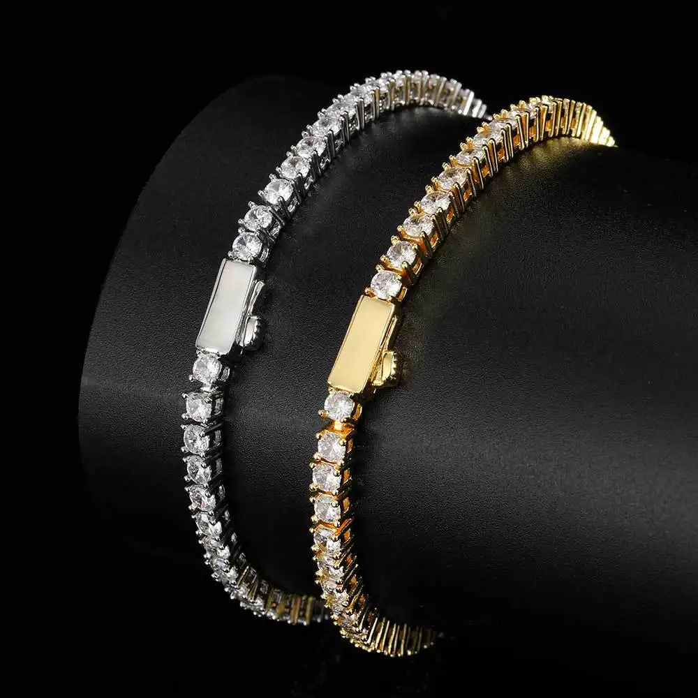 Ladies Cubic Zirconia Bracelet Gold Plated Baguette Crystal Pink Diamond Bangle Jewelry Round White Gold Womens Tennis Bracelet