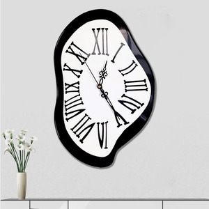 Modern <b>Melting</b> Wall <b>Clock</b> Silent Quartz Needle Display Acrylic Hanging <b>Clock</b> Black and White Living Room Decor - Product Image 5