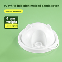 Tapa de plástico PP desechable con forma de panda de 90 mm de diámetro para vasos de té con leche, tipo disco