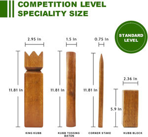 Jeu de Kubb en bois de caoutchouc durable avec sac de transport en toile, jeu de lancer de pelote de jardin pour la famille, adultes et enfants - Product Image 4