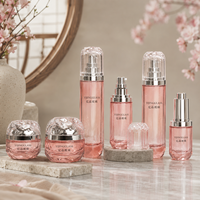 Bouteilles et pots en verre pour soins de la peau, impression personnalisée, multicolores, à fond géométrique facetté, 20g 50g 30ml 40ml 100ml 120ml, pack