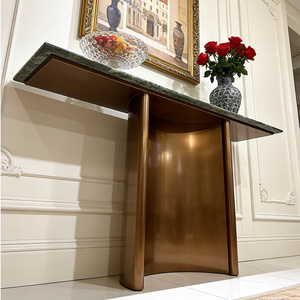 Table console de luxe italienne, base en métal doré, surface en pierre, étroite, pour l'entrée, le couloir, <span class=keywords><strong>meuble</strong></span> de présentation - Product Image 3
