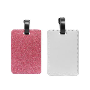 Vuelo viaje Rosa brillo rectángulo sublimación espacios en blanco equipaje etiquetas PU cuero para DIY nombre etiqueta insignia sublimación - Product Image 3