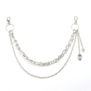 Cadena de cintura metálica Yueli Skull para mujer, estilo punk, doble capa, cadena para pantalones, aleación de zinc, decorativa, estilo urbano, uso diario, blanca - Product Image 5