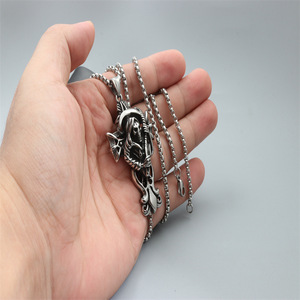 Collar con colgante de calavera de esqueleto, acero inoxidable, regalo unisex, joyería de moda - Product Image 2