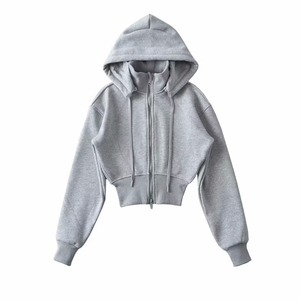 100% <span class=keywords><strong>felpa</strong></span> da <span class=keywords><strong>donna</strong></span> in puro cotone a <span class=keywords><strong>maniche</strong></span> <span class=keywords><strong>corte</strong></span> a vita stretta personalizzabile <span class=keywords><strong>felpa</strong></span> con cappuccio staccabile - Product Image 6