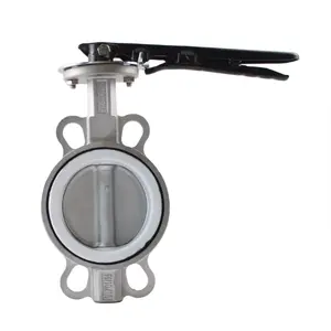 DN50 DN80 stainless steel PTFE wafer butterfly valve for water steam