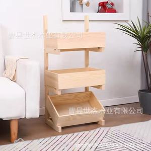 Solid Wood Four Tier Storage Rack Multifunctional Kitchen Fruit <b>Vegetable</b> Toy Display <b>Stand</b> Retro Color Standing Type - Product Image 2